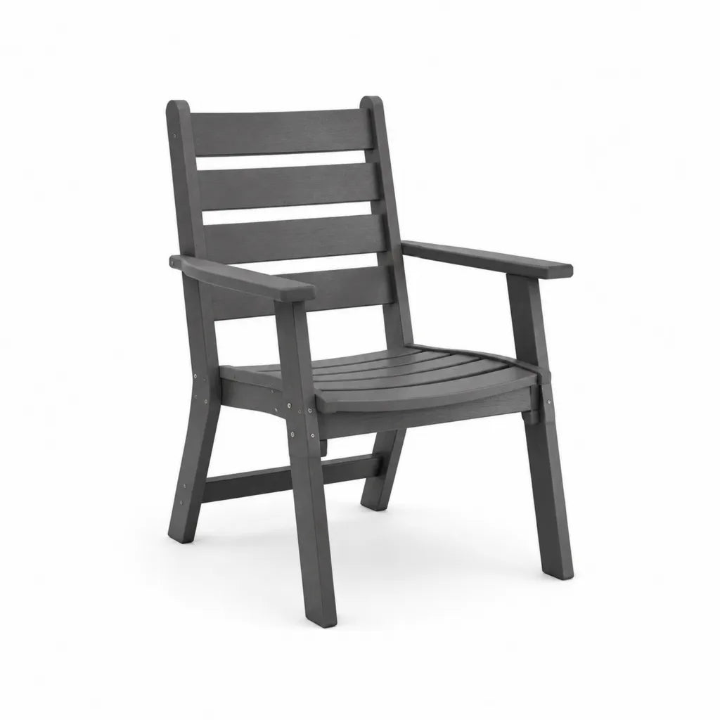 Sedia da giardino con braccioli in HDPE a schienale alto antracite 74 x 70 x 105 cm