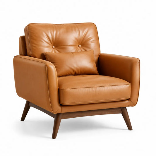 Poltrona da soggiorno imbottita in PU cognac con cuscino 85 x 88 x 90 cm